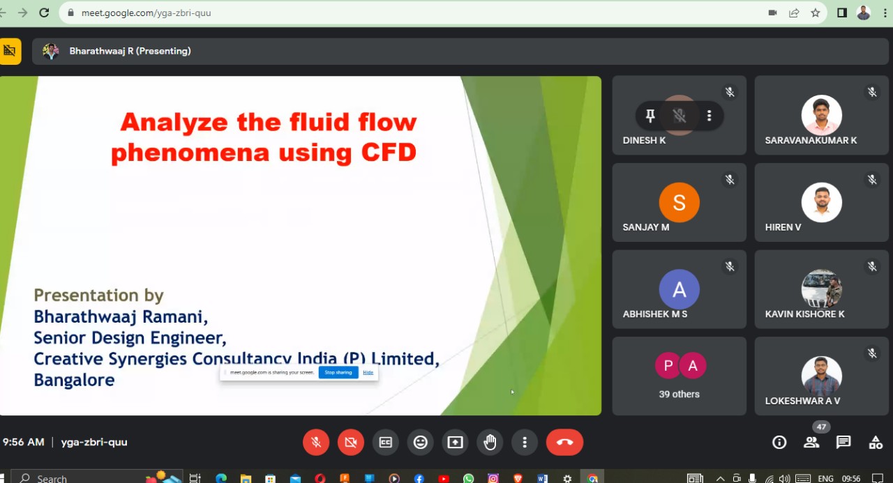 INDUSTRIAL GUEST LECTURE ON 'ANALYZE THE FLUID FLOW PHENOMENA USING CFD'