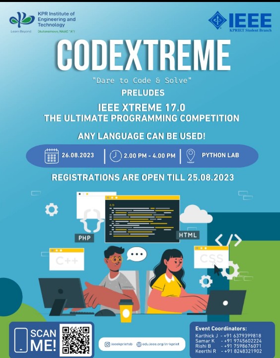 CODE XTREME, KPR Institute Engineering and Technology, Autonomous