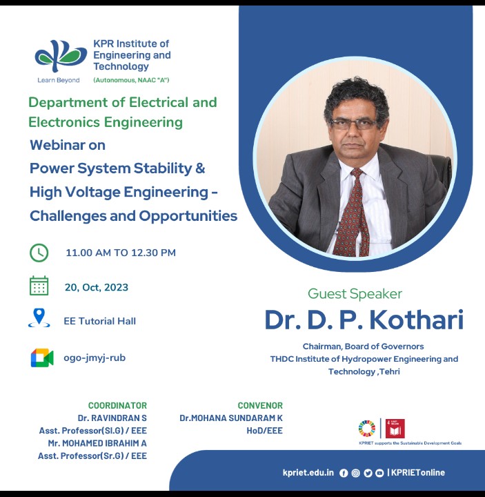 WEBINAR ON POWER SYSTEM STABILITY AND HIGH VOLTAGE ENGINEERING